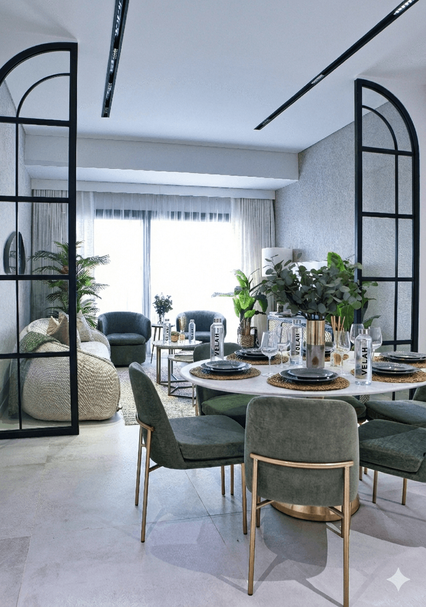 Room with glass bottles